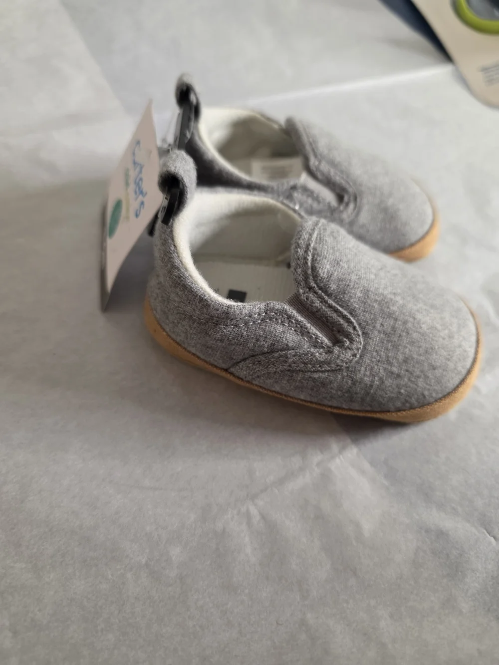 Kids Slip-On Casual Shoes in Gray with Tan Sole